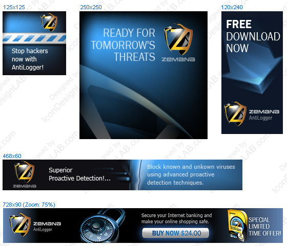 Set of banners for Zemana AntiLogger