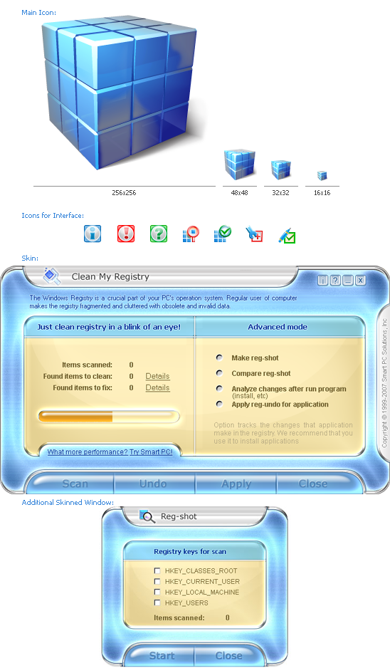 Комплексное оформление приложения Clean My Registry